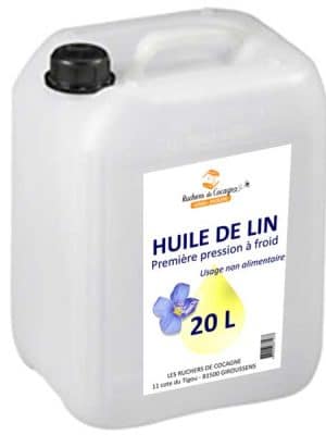 Huile de lin vendue en bidon de 5L et 20L, pour le traitement du bois